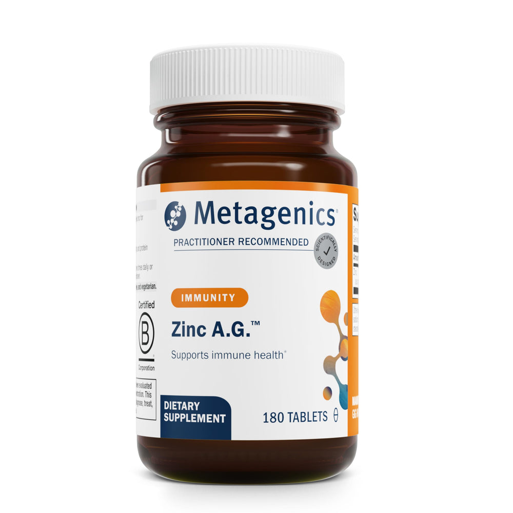 Metagenics Zinc A.G. bottle with capsules for immune support
