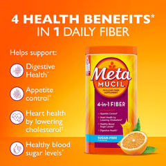Metamucil 4-in-1 benefits label on box.
