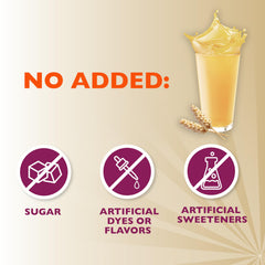 Metamucil bottle pour close up shows easy mixing with beverages.