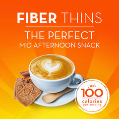 Metamucil Cinnamon Spice Fiber Thins closeup highlights 5g fiber per serving.