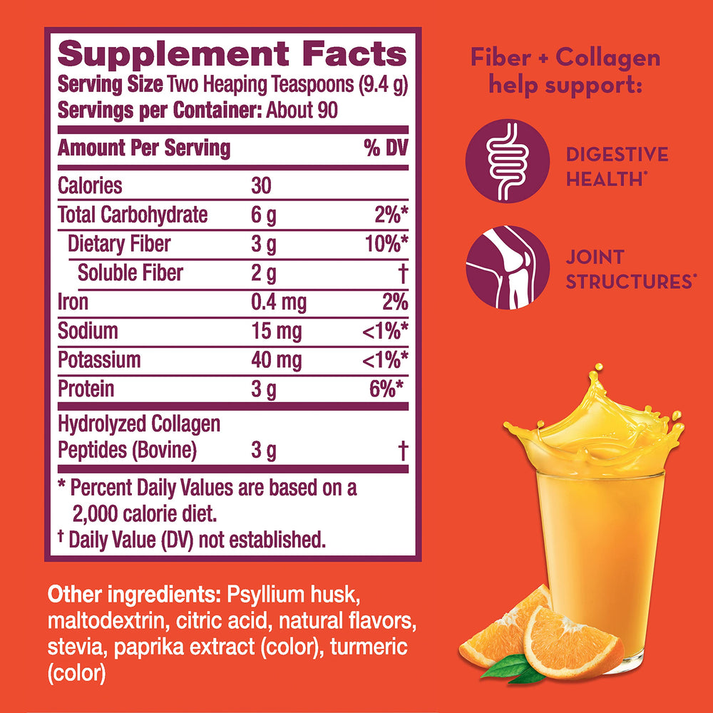 Metamucil product shot highlighting sugar-free Stevia sweetness.