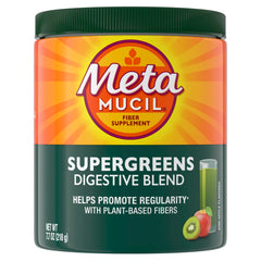 Metamucil Greens powder bottle for daily fiber support.