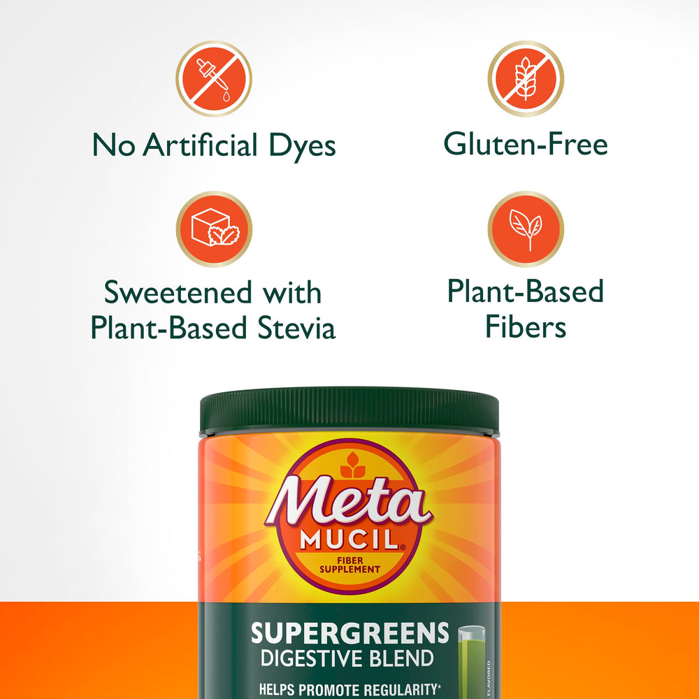 Metamucil Greens scoop showing precise daily fiber measurement.