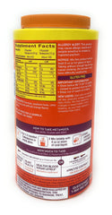 Metamucil psyllium fiber ingredient label highlights plant-based fiber.