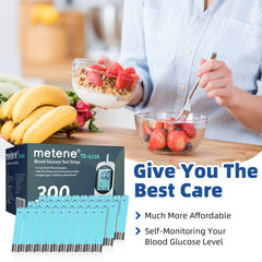 Metene S monitor used with TD-4116 strips for reliable glucose checks