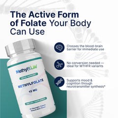 Methyl-Life Cerebrofolate calcium structure emphasizing purity and stability
