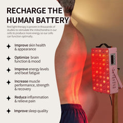 METIKO red light panel used on the body for targeted therapy sessions