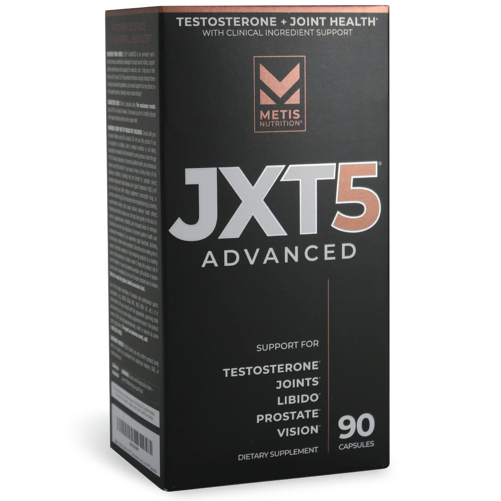 METISNutrition JXT5 bottle front showing a premium 5-in-1 formula for daily energy
