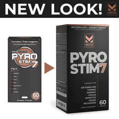 METISNutrition Pyro Stim 7 label front indicating daily energy and focus support