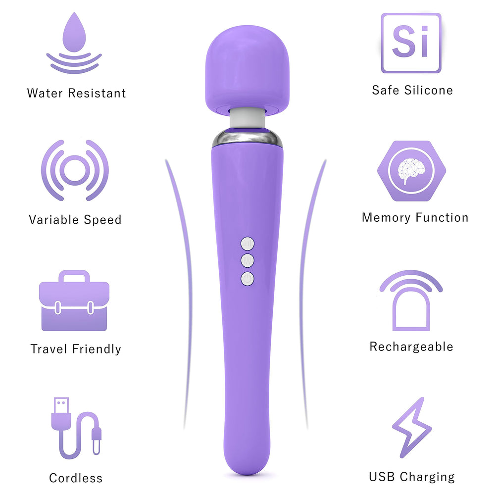 Metooka cordless massager with 8 speeds and 20 patterns for customizable relief.
