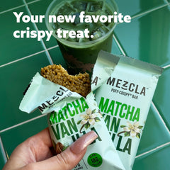 Mezcla bars in hand demonstrate portable, mess-free snacking.