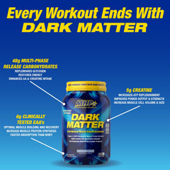 MHP Dark Matter tub with glass and shaker for post-workout hydration.