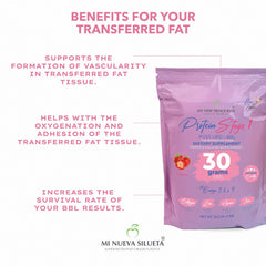 MI NUEVA SILUETA Lipotransfer Stage 1 mixing directions for smooth post-surgery shakes.