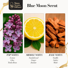 Blue Moon bottle pour demonstrates luxurious hotel-inspired fragrance.