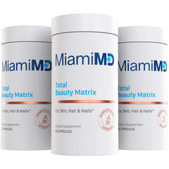 MiamiMD Total Beauty Matrix bottle with capsules for hair, skin, nails.