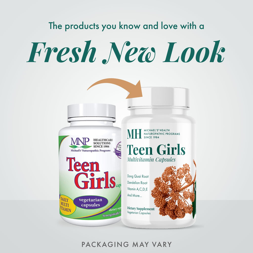 Michael's Health teen girls multivitamin capsules ready for active teens' daily routine