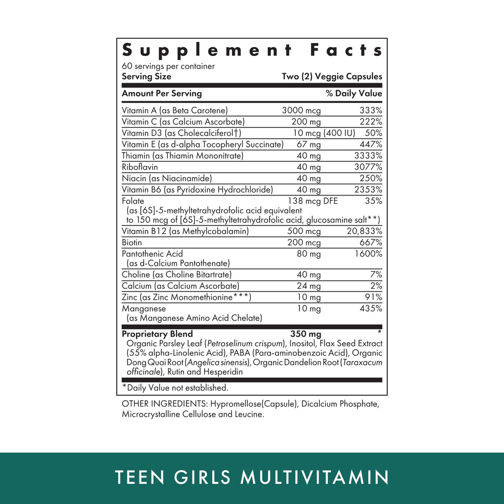 Michael's Health teen girls multivitamin label highlights kosher, high-potency nutrients