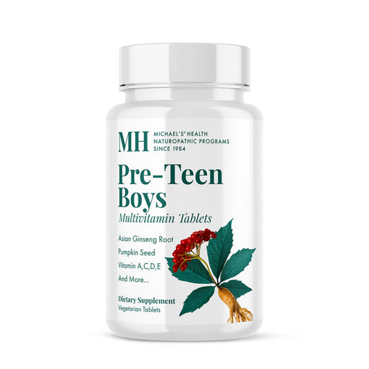 Michael's Health preteen multivitamin bottle for growing boys.