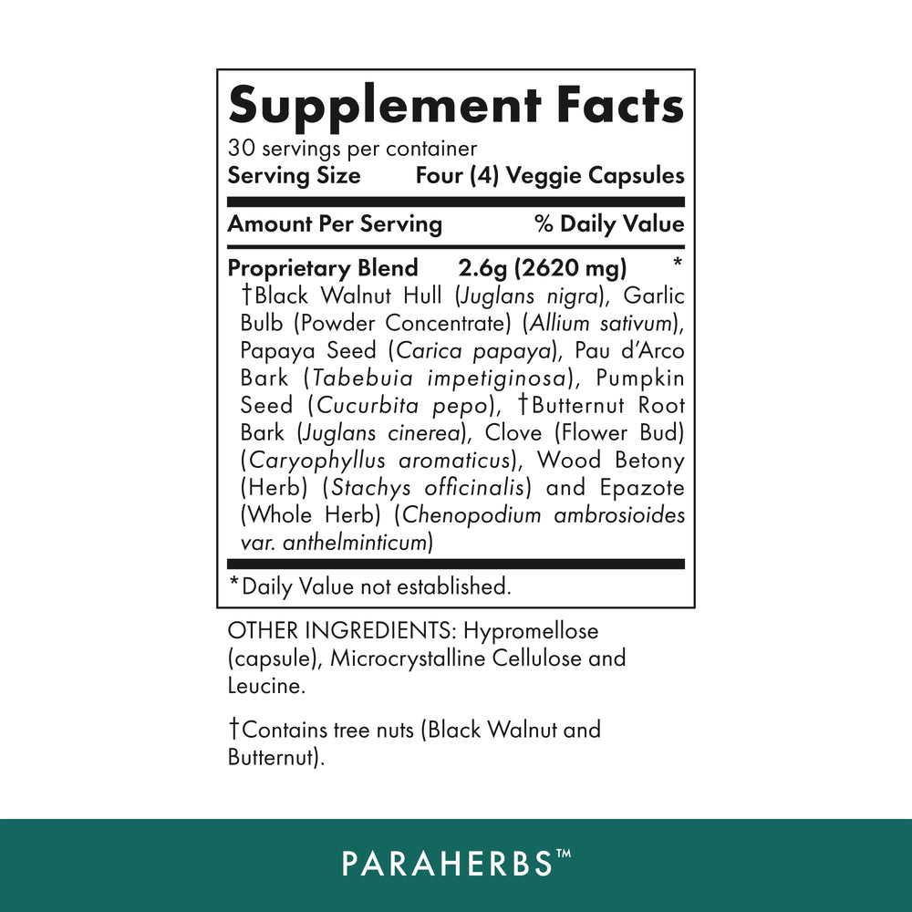 Michael's Paraherbs label-front shows kosher, vegetarian formula for gut-friendly daily wellness