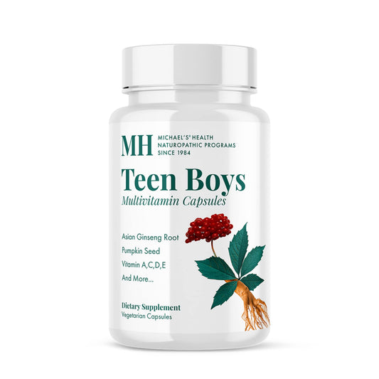Michael's Health Teen Boys multivitamin bottle front view highlighting daily nutrition