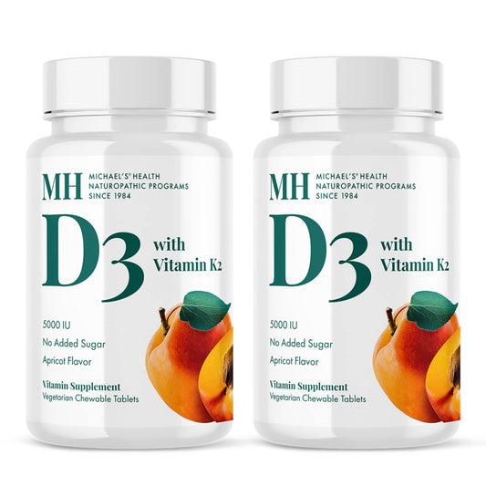 MICHAEL'S Vitamin D3 with K2 apricot chewables bottle for convenient daily bone support