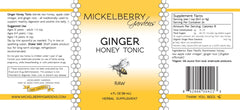 Mickelberry Gardens label close-up showing ingredients for clean energy and overall wellness.