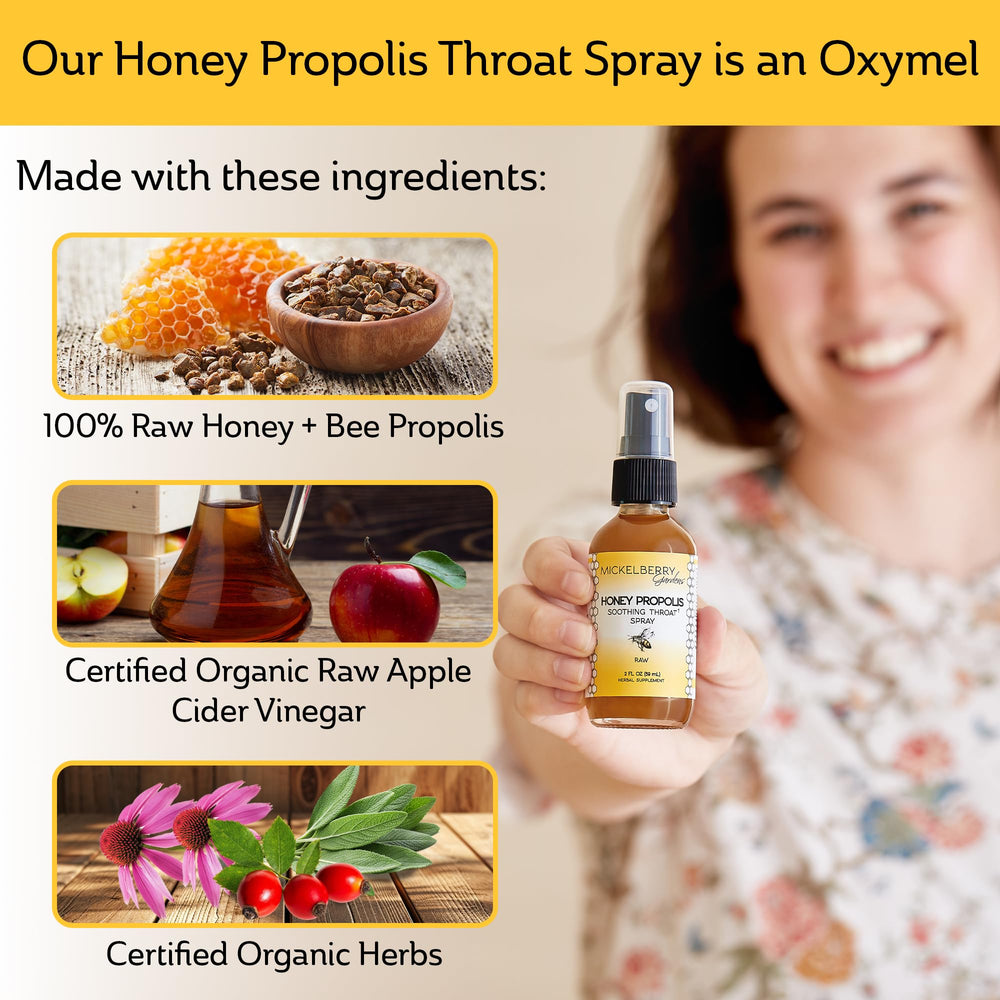 Propolis texture close-up in Mickelberry Gardens Throat Spray showing herbal blend