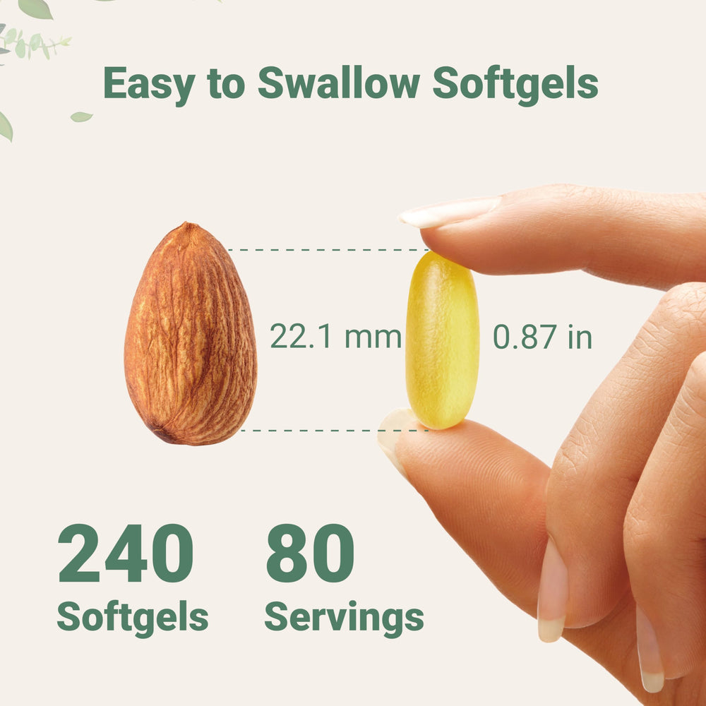 Micro Ingredients 240-softgel pouch offers 4,200mg per serving for convenience.