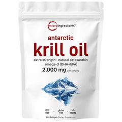 Micro Ingredients Antarctic Krill Oil bottle showing premium omega-3 supplement for daily wellness