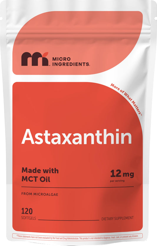 Micro Ingredients Astaxanthin bottle front for daily antioxidant use