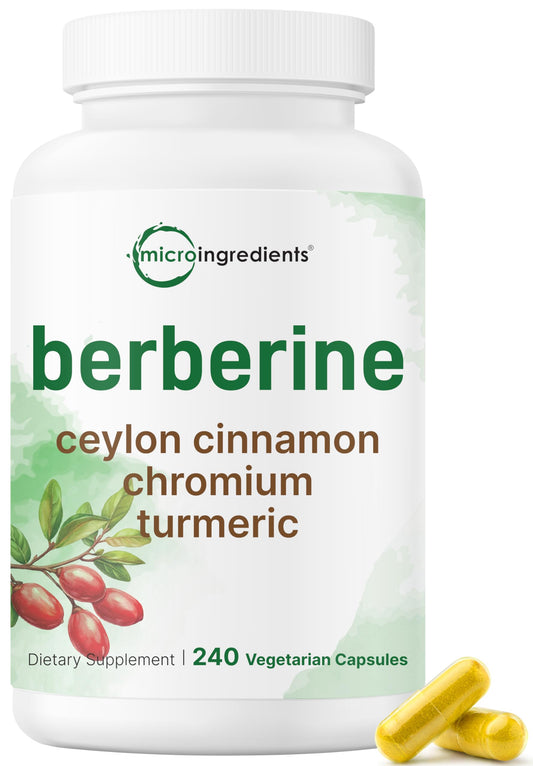 Micro Ingredients berberine HCl capsules closeup for daily wellness.