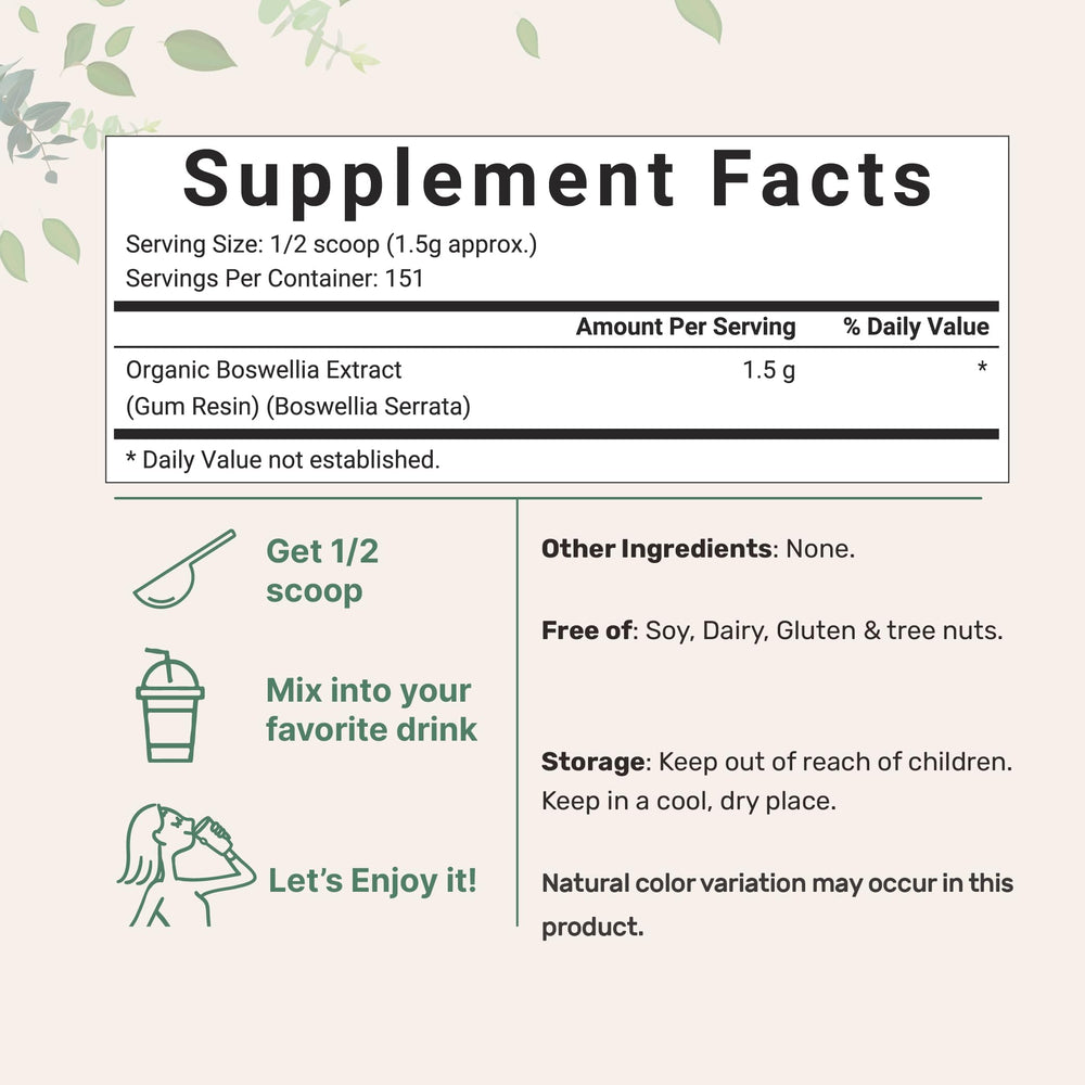 Micro Ingredients Boswellia powder with scoop shown for precise daily measurements