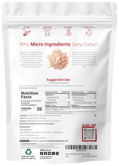 Micro Ingredients Camu Camu powder with spoon for easy daily mixing.