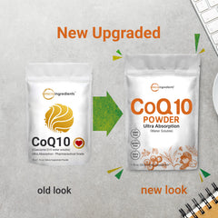 COQ10 powder mixes clearly in water, demonstrating easy blending with Micro Ingredients
