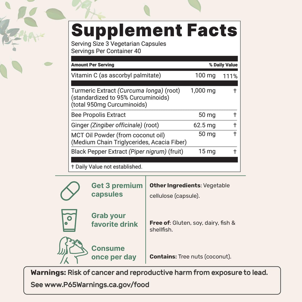 Micro Ingredients Curcumin 95% active curcuminoids highlighting potent formula for everyday joint comfort.