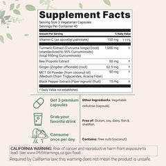 Micro Ingredients curcumin 95 percent active capsules emphasize strong content and antioxidant potential