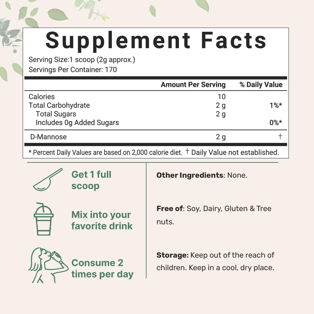 Micro Ingredients D Mannose Powder scoop shows quick dose for mixing.