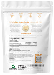 Micro Ingredients D3 K2 softgels close-up showing coconut oil infusion for absorption