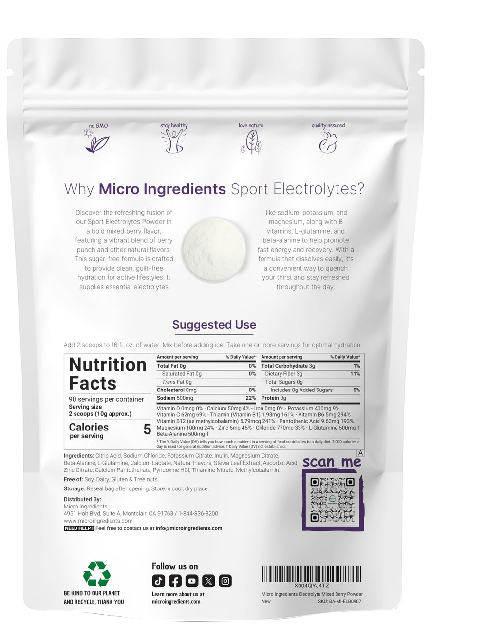 Micro Ingredients Electrolytes Powder scoop with serving