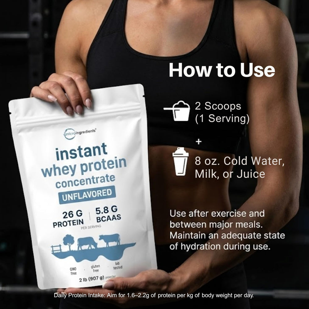 micro ingredients fast-absorption whey protein; minimal clumping for easy blending.
