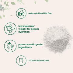 Hyaluronic Acid powder dissolving in water for quick hydration.