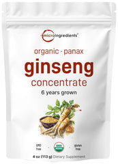 Micro Ingredients Korean ginseng powder bottle front highlighting high ginsenosides for daily energy support.