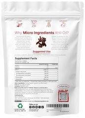 Closeup of Micro Ingredients krill oil softgels, triple strength and easy to swallow