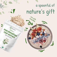 Traditional marshmallow root powder suggesting potential digestive support benefits.