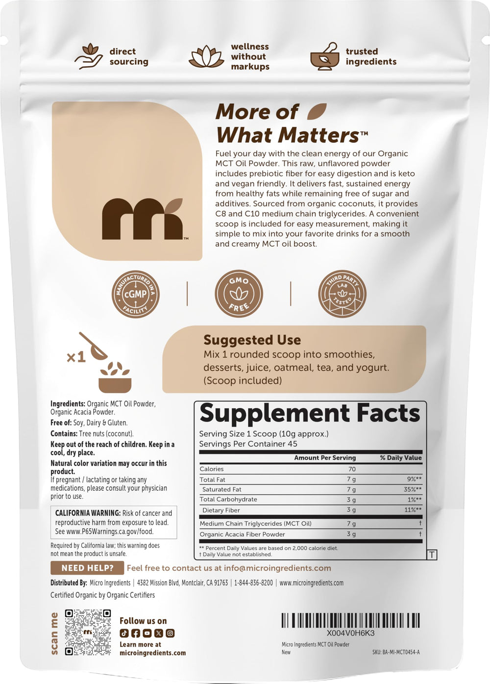 Micro Ingredients MCT powder enhances gluten-free baking and desserts.