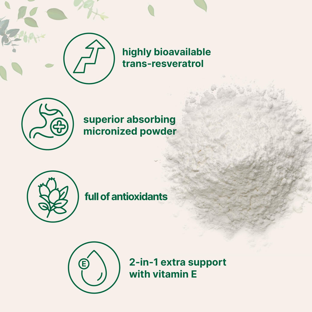 Micro Ingredients micronized Resveratrol powder close-up reveals fine texture for smooth mixing