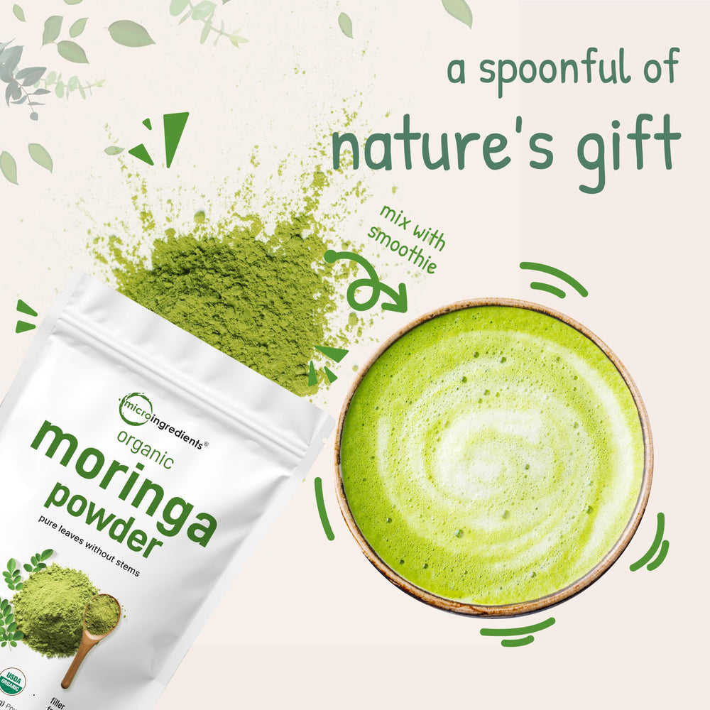 Micro Ingredients spoon-friendly moringa powder for quick shakes and smoothies.
