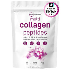 Micro Ingredients multi collagen powder unflavored 1lb bottle ready to mix
