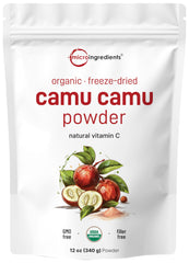 Micro Ingredients Camu Camu powder pouch showcasing high vitamin C content for daily use.