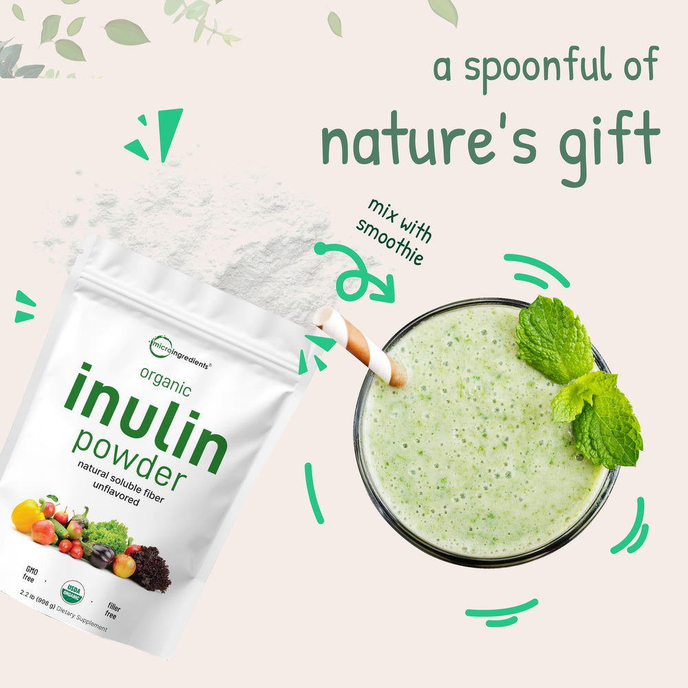 Micro Ingredients Organic Inulin FOS prebiotic powder improves beverages with fiber